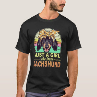 6 Gewoon Een Meisje Dat Van Dachshund Vintage Houd T-shirt