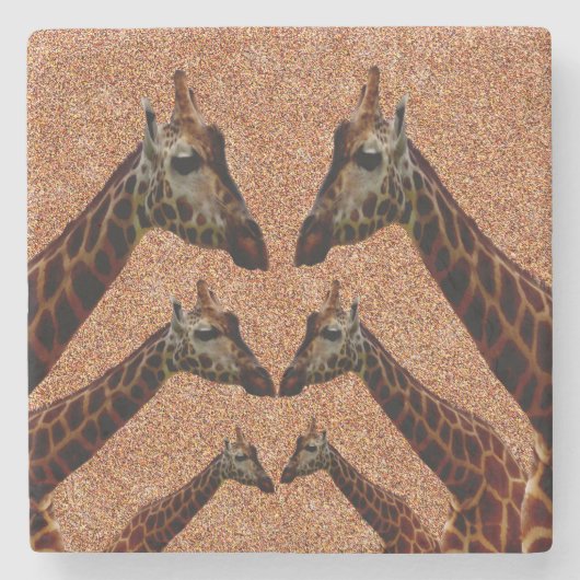 6 Giraffe, Stenen Onderzetter (Voorkant)