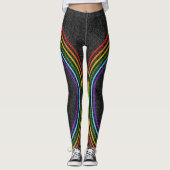 6 Glitter-regenboog in kleur op zwarte, zwarte, le Leggings (Voorkant)