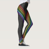 6 Glitter-regenboog in kleur op zwarte, zwarte, le Leggings (Rechts)