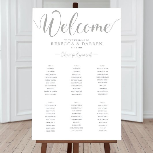 6 Grafiek Silver Tabel Wedding Seating Poster