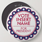 6"Grote Aangepaste Button voor Stemverkiezingscamp (Voorkant /achterkant)