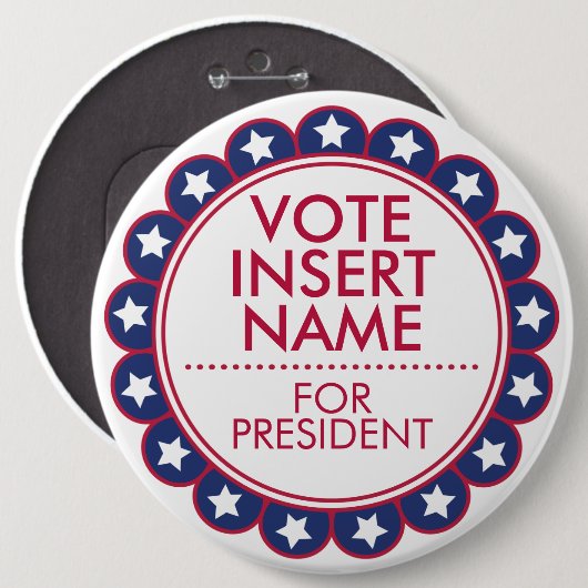 6"Grote Aangepaste Button voor Stemverkiezingscamp (Voorkant /achterkant)