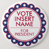 6"Grote Aangepaste Button voor Stemverkiezingscamp (Voorkant)