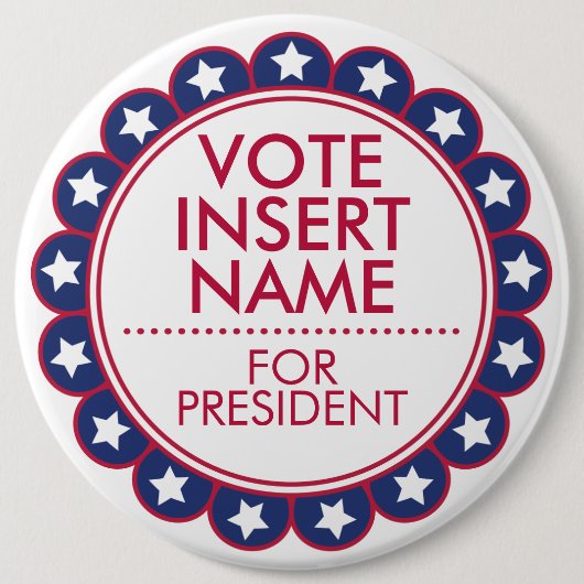 6"Grote Aangepaste Button voor Stemverkiezingscamp (Voorkant)