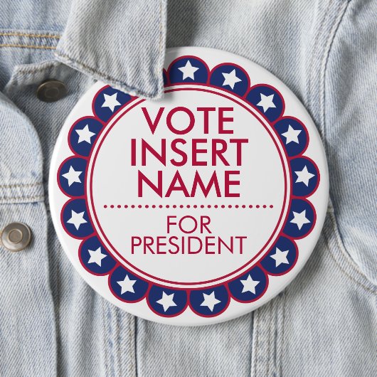 6"Grote Aangepaste Button voor Stemverkiezingscamp (In situ)