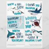 6 Haaien Kinderen Klas Valentijnsdag Kaarten Briefhoofd (Voorkant)