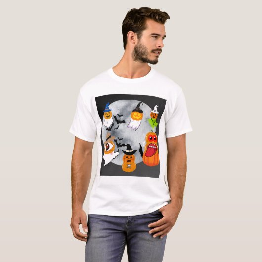 6 Halloween karakters T-shirt (Voorkant volledig)