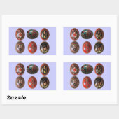 6 Hand geschilderde Oekraïense Paaseieren Rechthoekige Sticker (Vel)