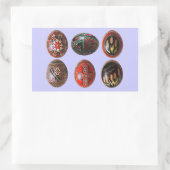6 Hand geschilderde Oekraïense Paaseieren Rechthoekige Sticker (Tas)