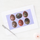 6 Hand geschilderde Oekraïense Paaseieren Rechthoekige Sticker (Envelop)