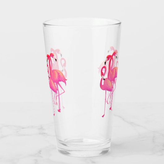 6 heldere roze flamingo's glas (Links)