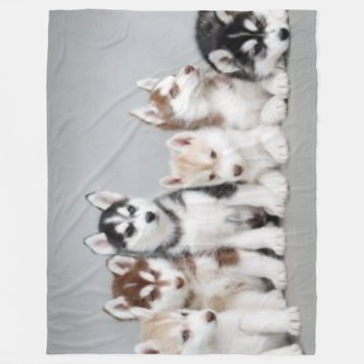 6 HUSKY PUPPIES FLEECE DEKEN (Voorkant)