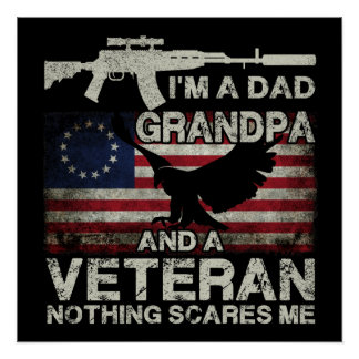 6 Ik ben een vader, opa en een veteraan T-shirt in Perfect Poster