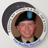 6-inch Free BradleyManning-toets Ronde Button 6,0 Cm (Voorkant /achterkant)