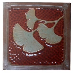 6-inch keramische tegels met Green Gingko leaf Tegeltje