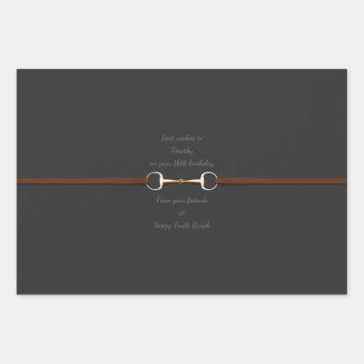 6-inch Snaffle Bit & Reins Custom Text Equestrian Inpakpapier Vel (Voorkant 2)