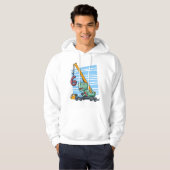 6 jaar 6e verjaardag mobiele kraan dinosaur hoodie (Voorkant volledig)