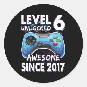 6 jaar Bday Son Gamer 6e 6 Ronde Sticker