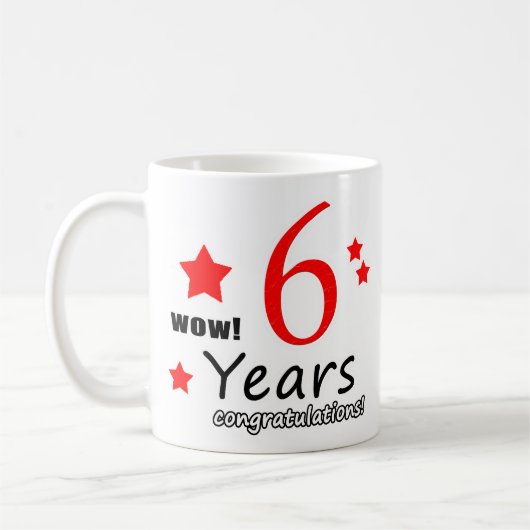 6 jaar Birthday Gift - 6e Jubileum koffie Mok (Links)