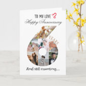 6 jaar bruiloft Jubileum fotokaart Kaart (Gele Bloem)