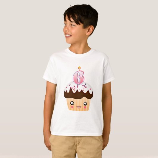 6 jaar Cupcake T - Roze T-shirt (Voorkant volledig)