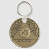 6 Jaar CUSTOM NAAM Nuchter Medaillon Sleutelhanger (Voorkant)
