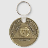 6 Jaar CUSTOM NAAM Nuchter Medaillon Sleutelhanger (Voorkant)
