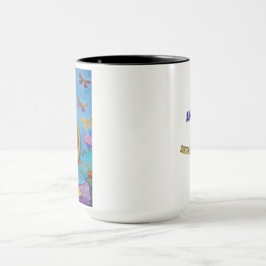 6 Jaar CUSTOM NAME AA Vlinders Bloemen Mok (Midden)