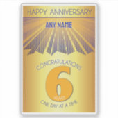 6 Jaar | Golden Ray 12 Stappen Aangepaste Naam Sticker (Voorkant)