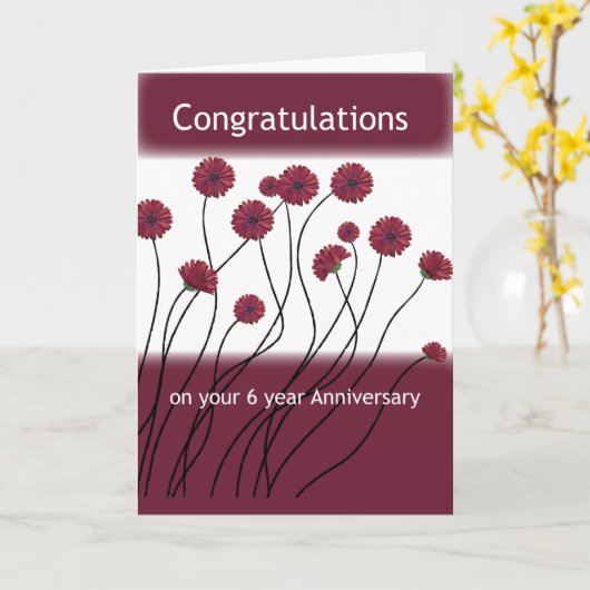 6 jaar Jubileum 12 stap herstel bloemen Kaart (Gele Bloem)