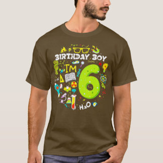 6 jaar Old Boy Scientist 6th Birthday Boy Science T-shirt