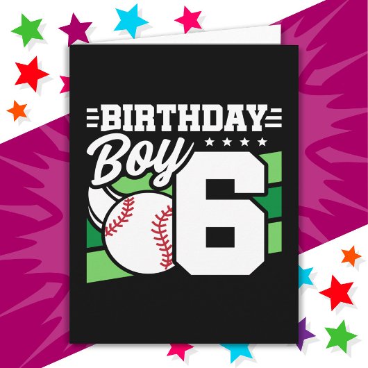 6 Jaar Oud Baseball Party Thema 6e Verjaardag Jong Kaart