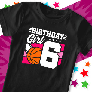 6 Jaar Oud Basketbal Party 6e Verjaardag Meisje T-shirt