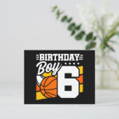 6 Jaar Oud Basketbal Party Thema 6e Verjaardag Jon Briefkaart (Staand voorkant)