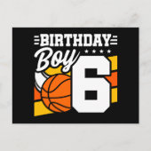 6 Jaar Oud Basketbal Party Thema 6e Verjaardag Jon Briefkaart (Voorkant)