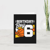 6 Jaar Oud Basketbal Party Thema 6e Verjaardag Jon Kaart (Voorkant)