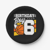 6 Jaar Oud Basketbal Party Thema 6e Verjaardag Jon Papieren Bordje (Voorkant)
