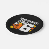 6 Jaar Oud Basketbal Party Thema 6e Verjaardag Jon Papieren Bordje (Gekanteld)