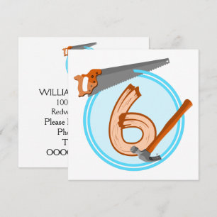 6 jaar oud bouwwerk verjaardagsontwerp kaart