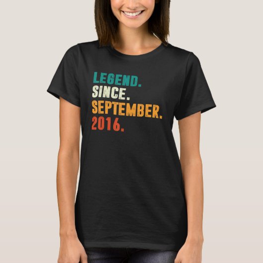 6 jaar oud cadeau legende sinds september 2016 6th t-shirt (Voorkant)