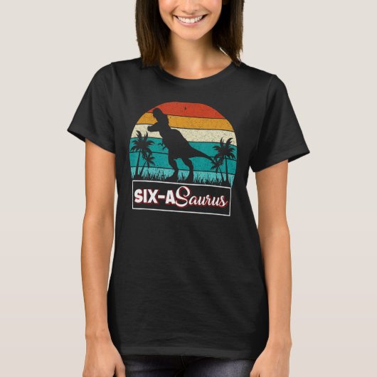 6 jaar oud Dinosaur zesde Rex Dino Six Saur T-shirt (Voorkant)