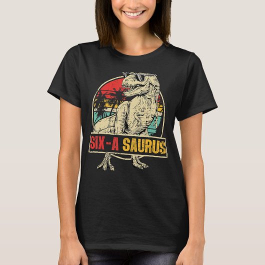 6 jaar oud Dinosaur zesde Rex Dino Six Saur T-shirt (Voorkant)