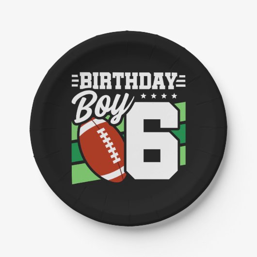 6 Jaar Oud Football Party Thema 6e Verjaardags Jon Papieren Bordje (Voorkant)