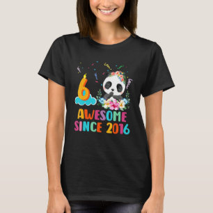 6 jaar oud Geweldige sinds 2016 6th Birthday Panda T-shirt