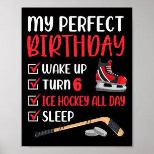 6 Jaar Oud IJshockey Verjaardagsfeestje 6e Jongens Poster