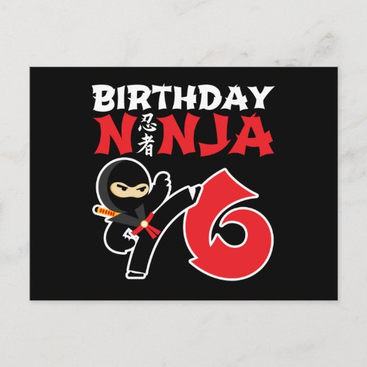 6 Jaar Oud Karate Ninja Party Kinder 6e Verjaardag Briefkaart (Voorkant)