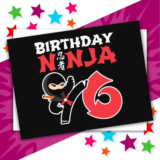 6 Jaar Oud Karate Ninja Party Kinder 6e Verjaardag Briefkaart