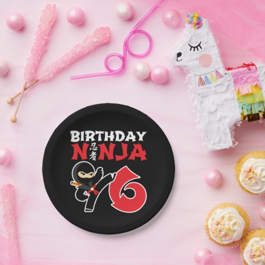 6 Jaar Oud Karate Ninja Party Kinder 6e Verjaardag Papieren Bordje (Feest)