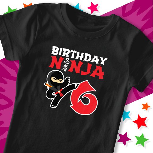 6 Jaar Oud Karate Ninja Party Kinder 6e Verjaardag T-shirt